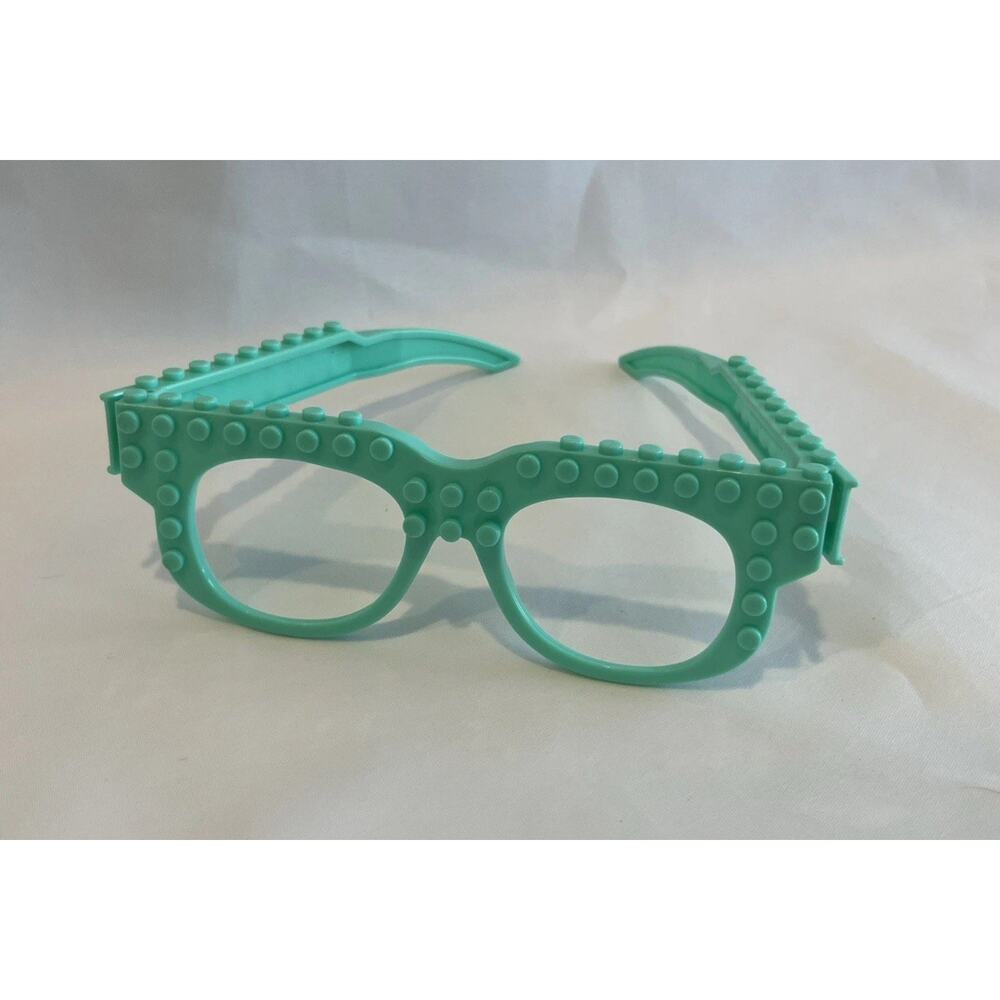 Lego Building Block Style Novelty Glasses For Kids Light Blue Plastic Frame